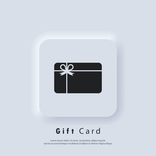 Vector gift card icon vector logo. loyalty card icons. incentive gift logo. collect bonus, earn reward, redeem gift, win present. vector. ui icon. neumorphic ui ux white user interface web button.