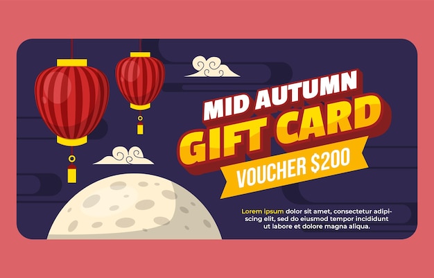 Vector a gift card for mid autumn with a red background.