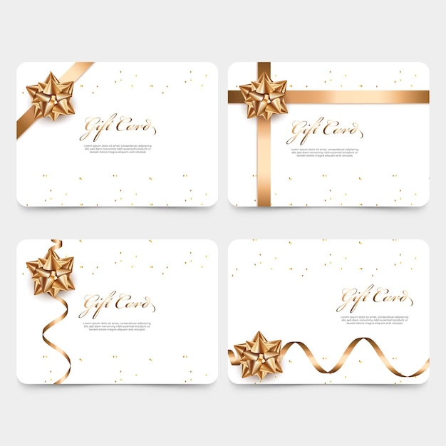 Gift card template with golden ribbon