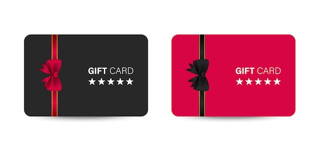 Gift card template with shadow Black and red gift card mockup