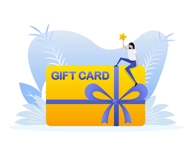 Gift card with people Flat vector people character illustration Shopping event illustration