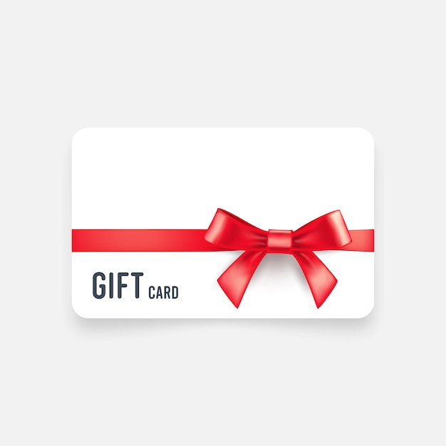 Gift card with red bow and ribbon