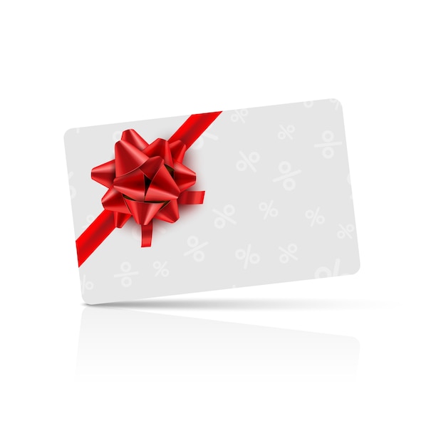 Gift card with red bow and ribbon