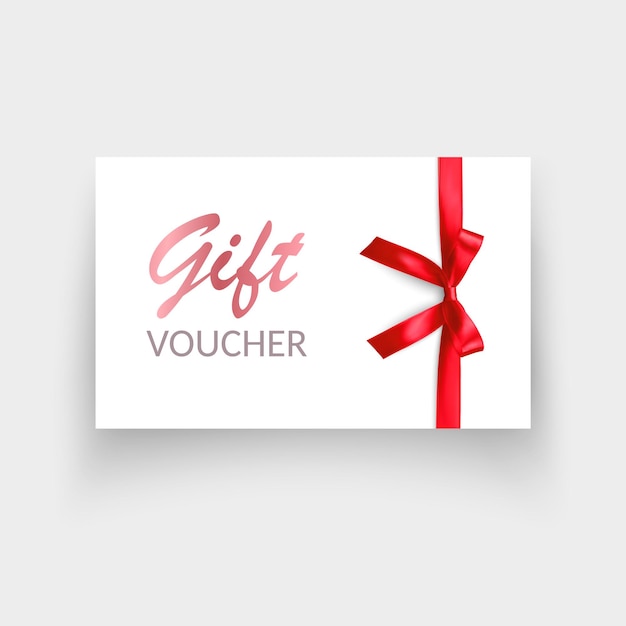 gift card with red bow and ribbons vector illustration