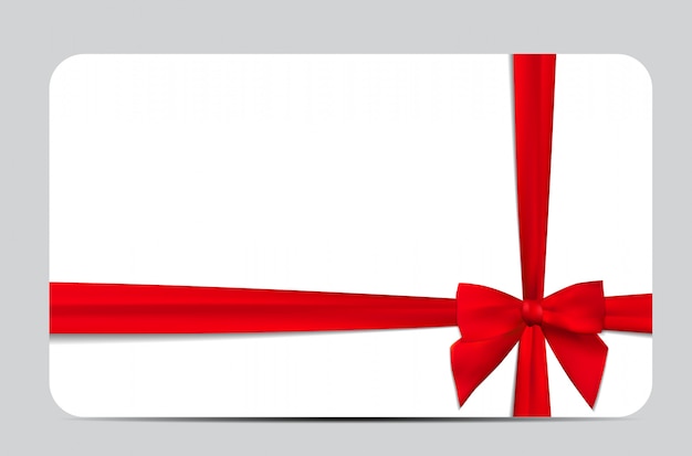 Gift card with red ribbon and bow.  illustration