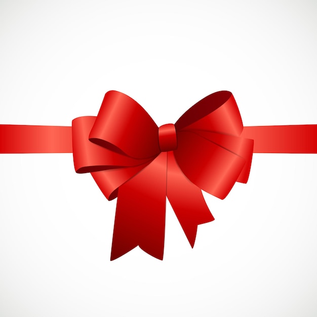 Vector gift card with red ribbon and bow. vector illustration eps10