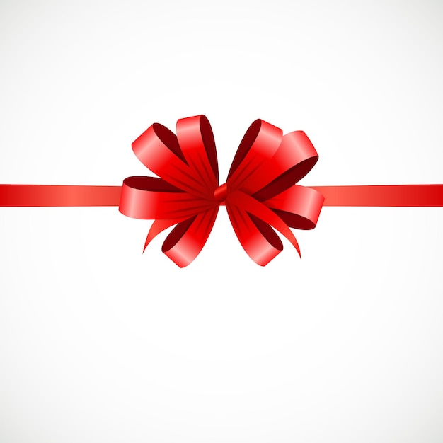 Gift Card with Red Ribbon and Bow. Vector illustration EPS10