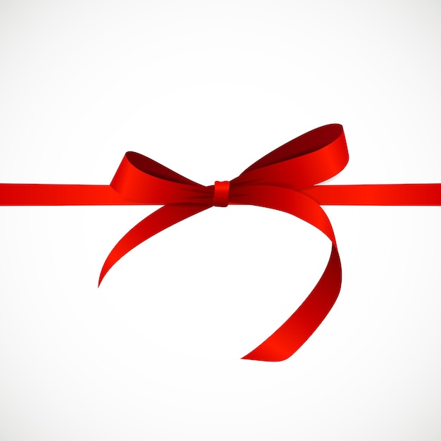 Gift Card with Red Ribbon and Bow. Vector illustration EPS10