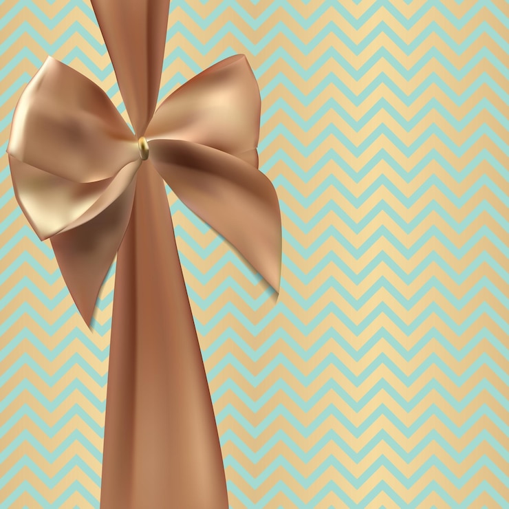 Vector gift card with silk ribbon and bow. vector illustration