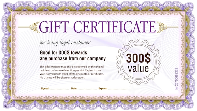 Vector gift certificate blank template.