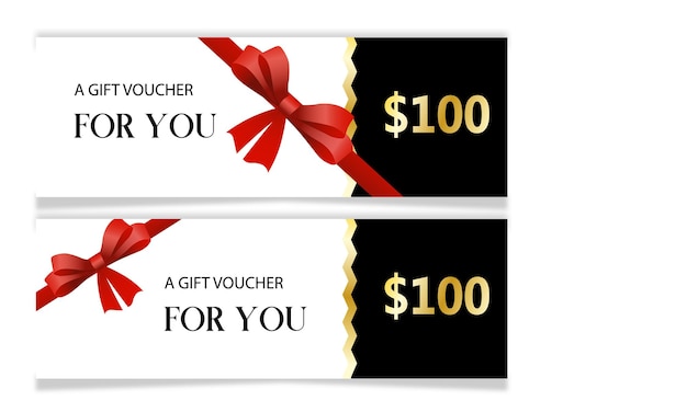 gift certificate coupon template red bow ribbon