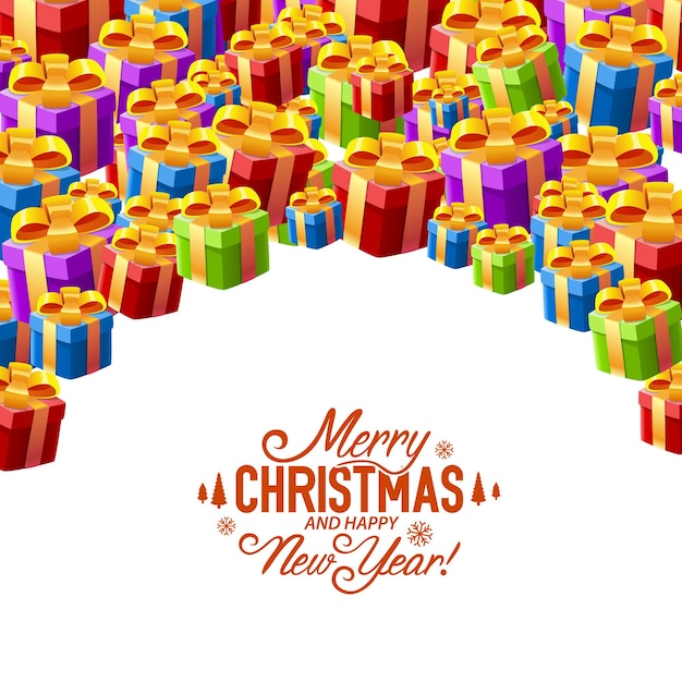 Gift collage cover merry christmas. vector illustration