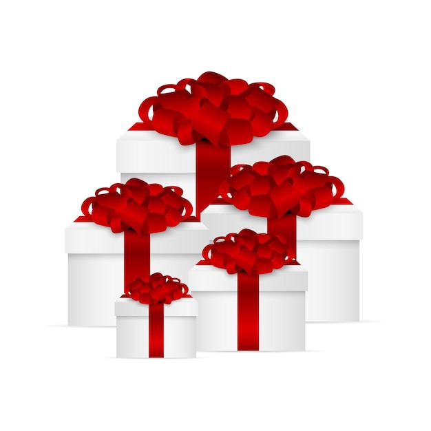 Gift Collection in a box with a red bow vector