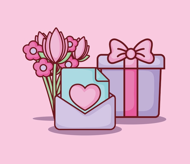 Vector gift envelope message flowers online dating