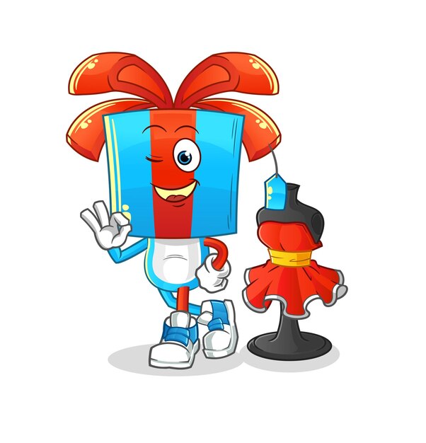 Gift head cartoon fashion designer vector cartoon character