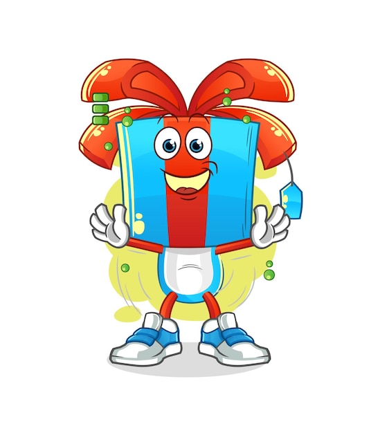 Gift head cartoon full battery character cartoon mascot vector