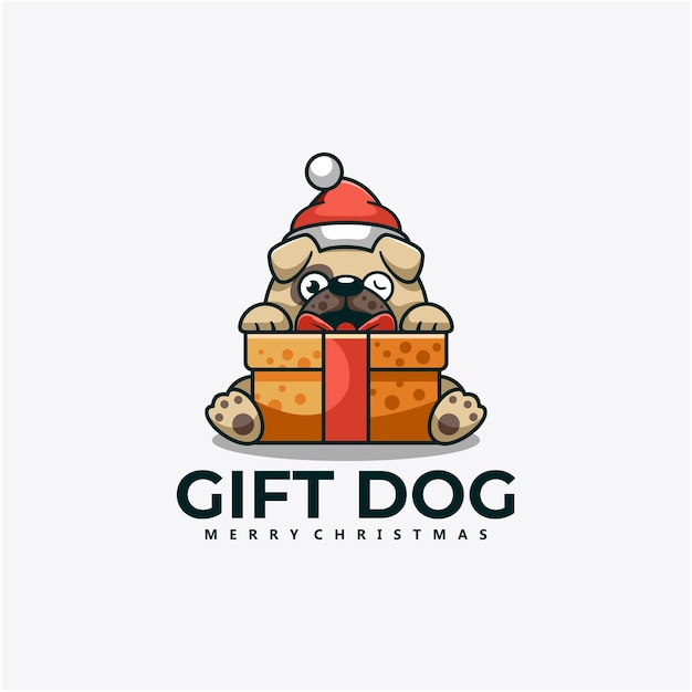 Vector gift hond karakter mascotte ontwerp