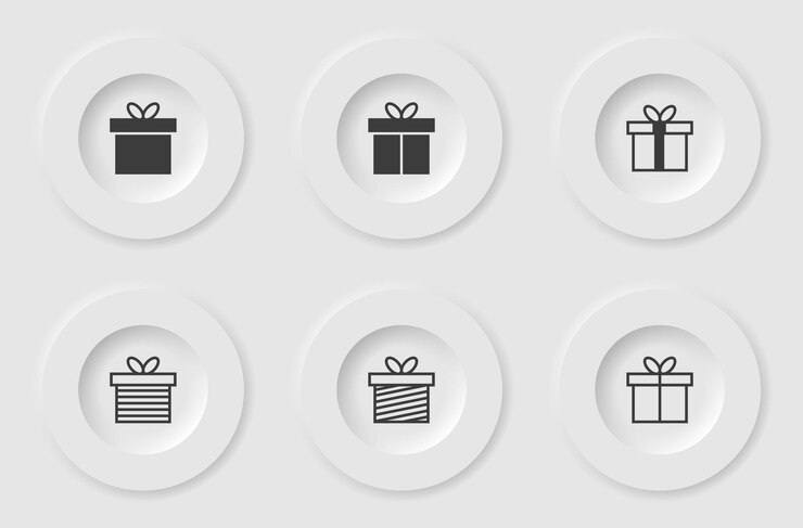 Vector gift icon in neumorphism style.vector