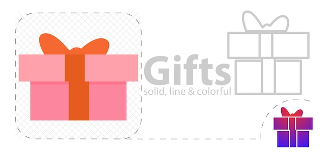 Gift isolated flat illustration gift line icon