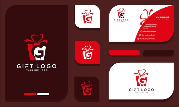 подарок шаблон логотипа современный дизайн и визитная карточка