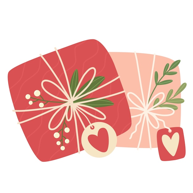 A gift for a loved one or for Valentine's Day. Packing vector illustration, cartoon style.