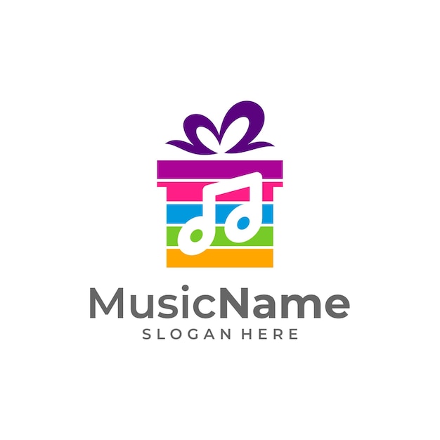 Подарок Музыкальный Логотип Векторная Иконка Иллюстрация Шаблон музыкального логотипа