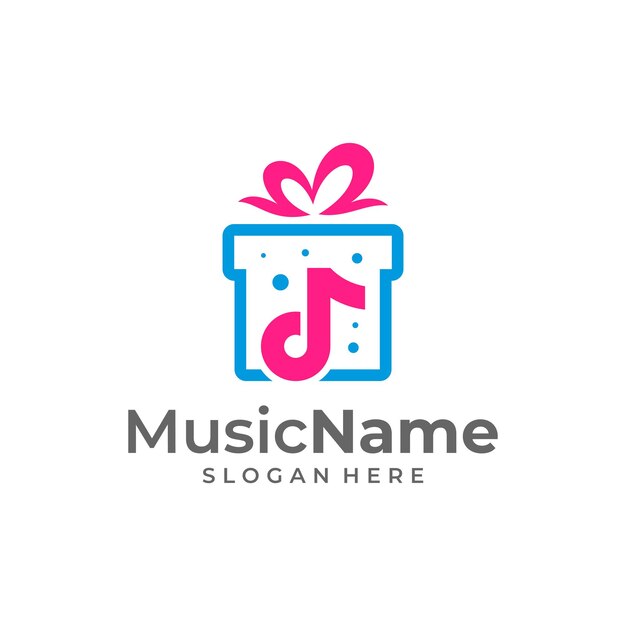 Gift Music Logo Vector Icon Illustration Music logo design template
