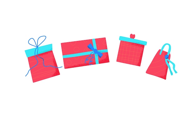 Gift packages set vector hand drawn design