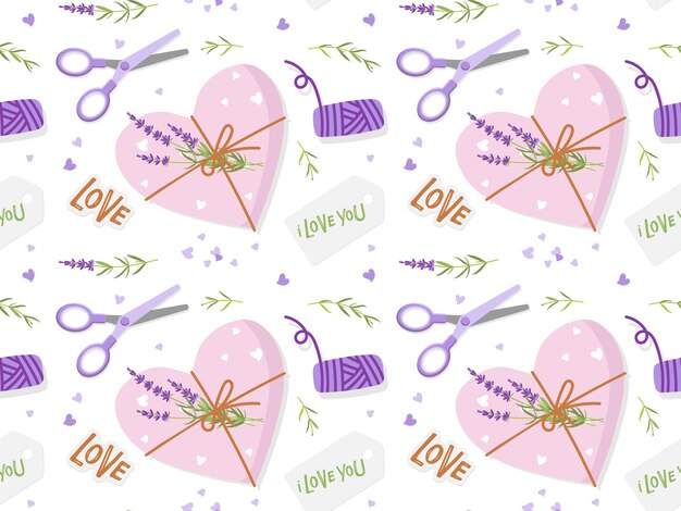 Gift packaging seamless pattern preparations for valentines day or birthday