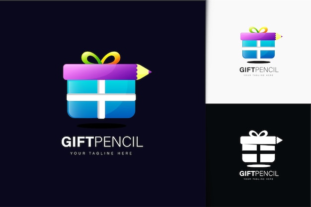 Gift pencil logo design with gradient