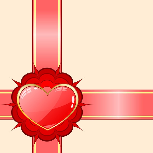 Gift ribbon with red heart