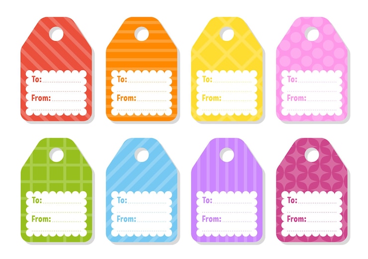 Vector gift tags bright stickers rectangular label for holidays with space for your text