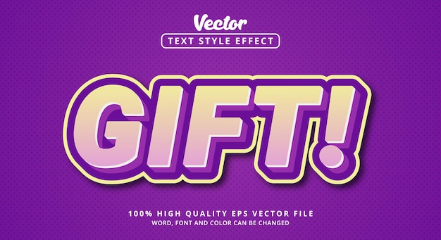 Gift text with soft purple color style, Editable text effect