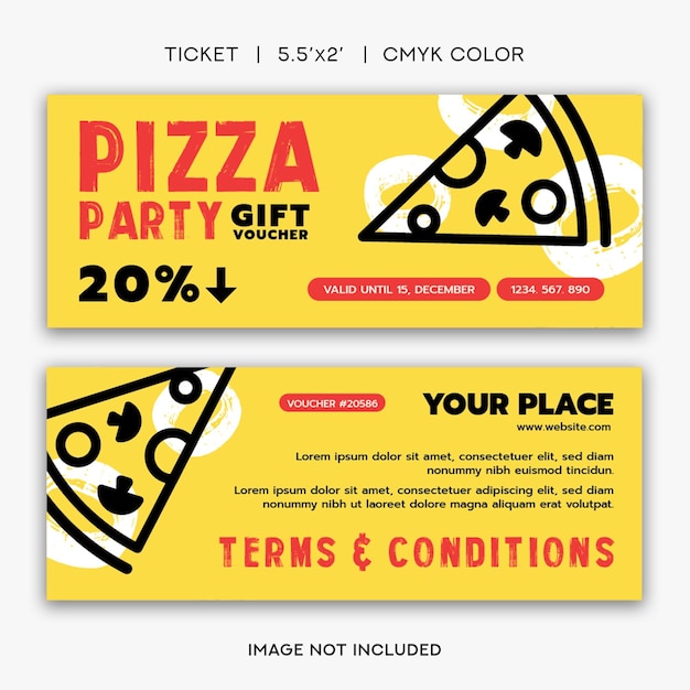 Vector gift ticket advertisement for a pizza party