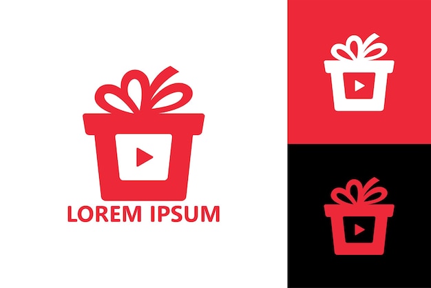 Gift video logo template design vector