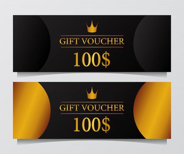 Vector gift voucher card coupon elegant modern with golden accent.