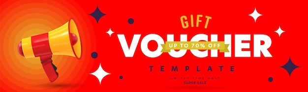 Gift voucher card with 70 percent price off template.