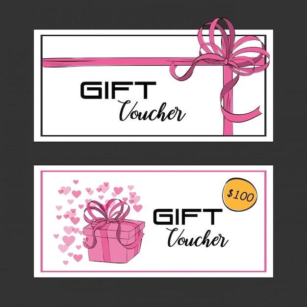 Gift voucher card with ribbon pink