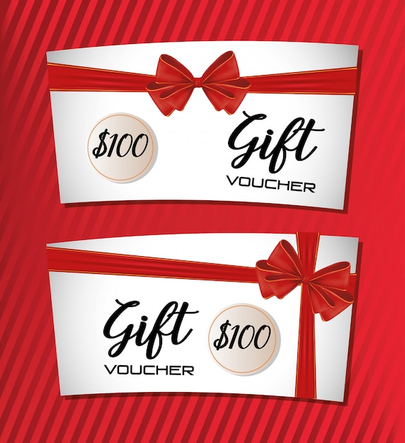 Gift voucher card with ribbon red