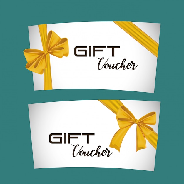 gift voucher card with ribbon yellow