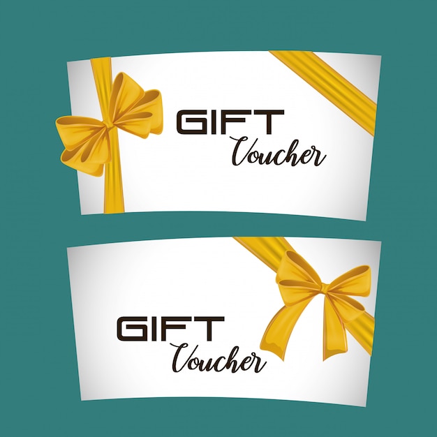 Gift voucher card with ribbon yellow