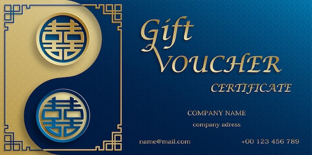 Gift voucher certificate coupon template for advertising gold luxury and premium style design