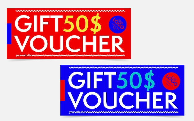 Gift voucher, certificate or discount card template set. promo compliment with monetary value reward special sale offer for shopping purchase, online business or restaurant vector illustration