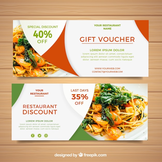 Vettore design del voucher regalo