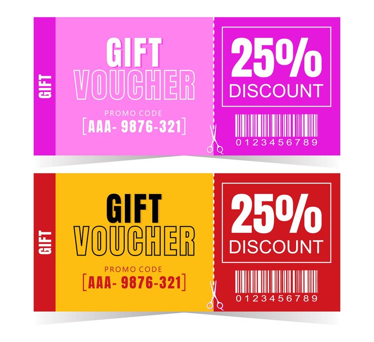 Gift voucher or discount coupon design template suitable for birthday shopping present sale promoti