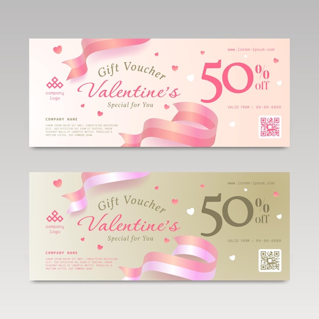 Gift voucher discount design for Valentine's day vector illustration