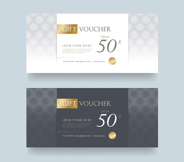 Gift Voucher discount template with luxury pattern