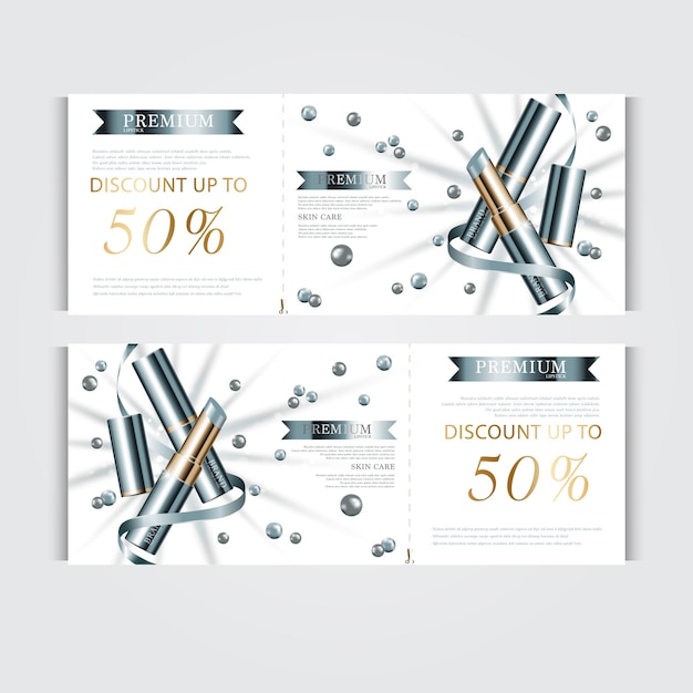 Gift voucher hydrating facial cream for annual sale or festival sale. silver and gold cream mask bottle isolated on glitter particles background. Banner graceful cosmetic ads, illustration.