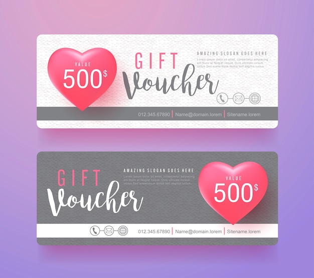 Gift voucher kortingssjabloon met valentijnsdag verkoop achtergrond