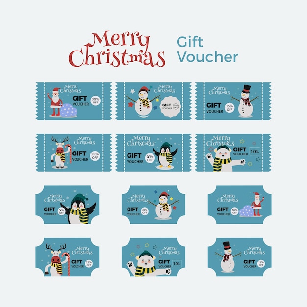 Gift voucher labels christmas character edition design vector illustration